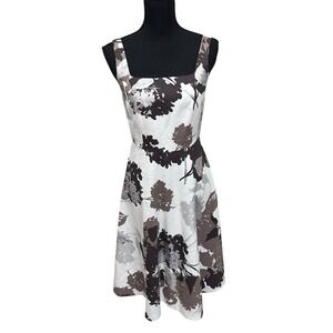 Lafayette 148 New York Arlene Print Midi Dress size 0 Sun Dress‎ Linen Blend